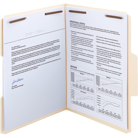 Made-To-Stick Super Tab Manila Fastener Folders, Manila MA3750576